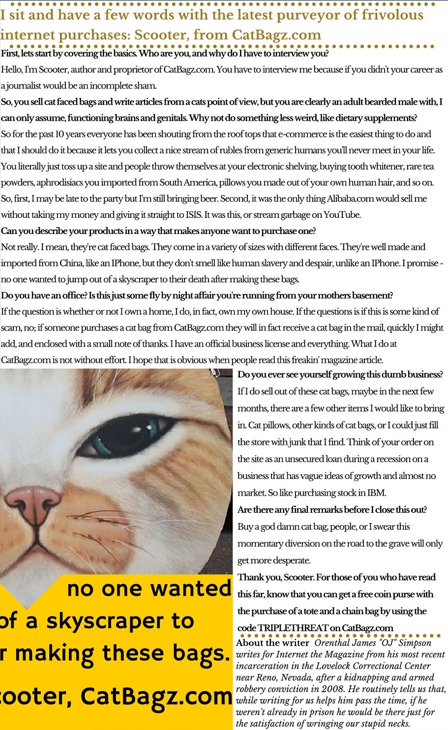 Inner Page of Internet - The Magazine with just the text.