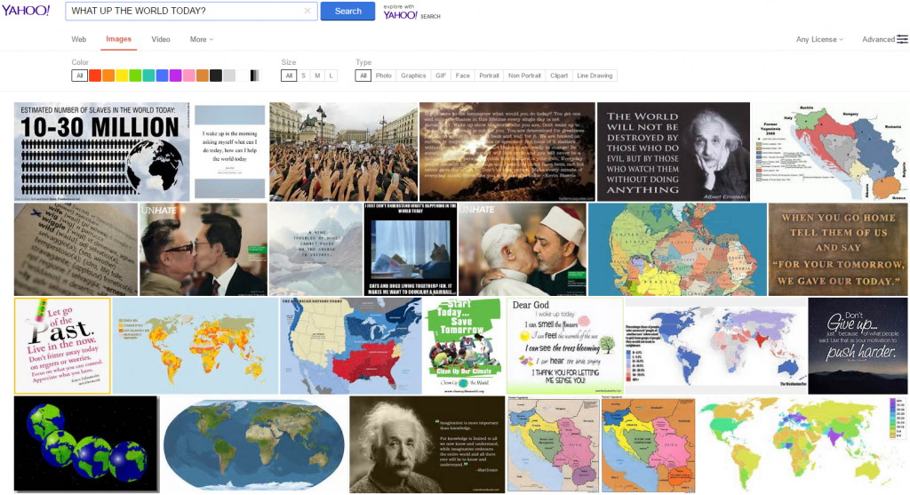 What the world is up to, Alta Vista style. I'm pretty sure they're cheating off of Bing.