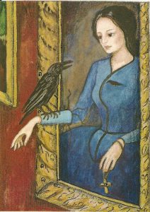 Twelve Days of Catmas - Day Twelve - A painting of a bird trying to get its fortune read by one of those cheap arcade machines.